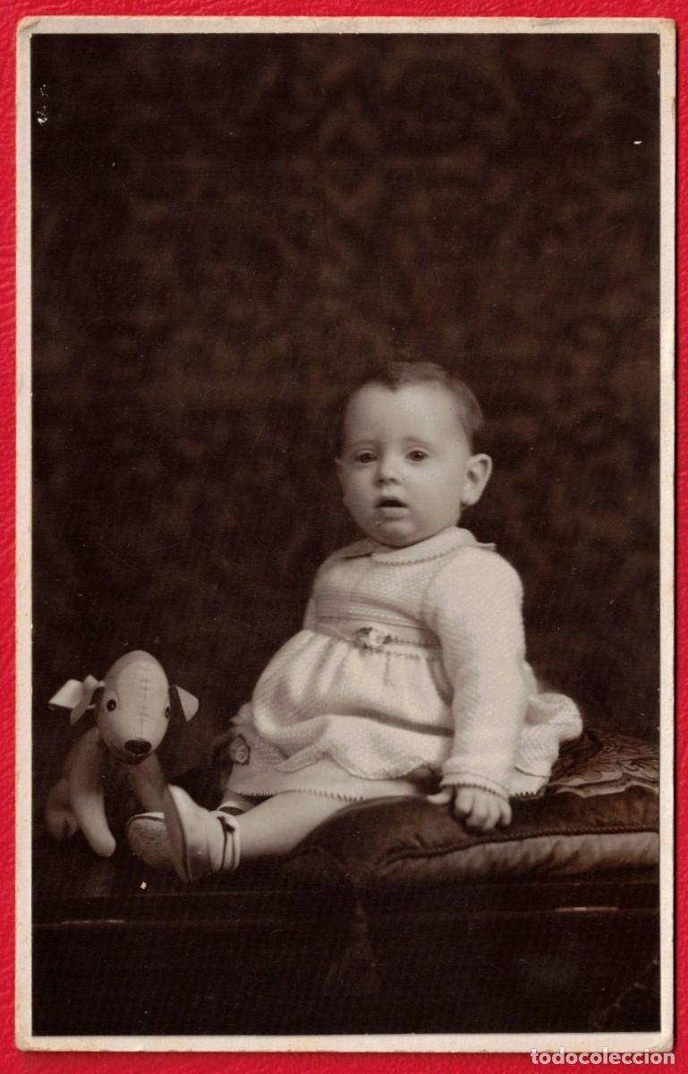 Fotograf&iacute;a antigua: Rul&middot;lan Palma de Mallorca Fotograf&iacute;a Beb&eacute; Retrato Infantil con Juguete c. 1930