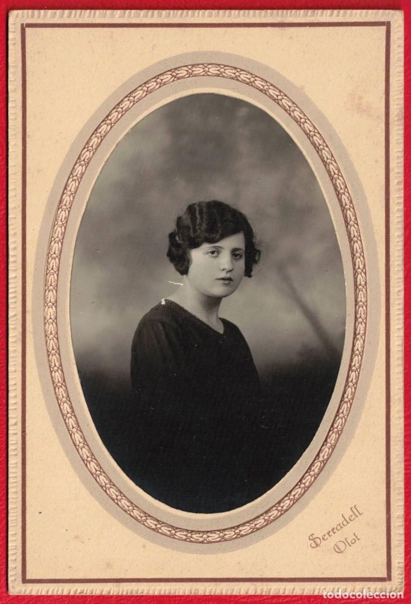 Fotograf&iacute;a antigua: Beradell Olot Gerona Fotograf&iacute;a Retrato Joven Mujer Moda A&ntilde;os 20 Dedicatoria Original