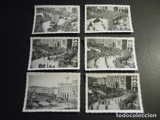 Alte Fotografie: VALLADOLID GUERRA CIVIL CONJUNTO 9 FOTOGRAFIAS DESFILES FALANGE PLAZA MAYOR 6,5 X 9 CM