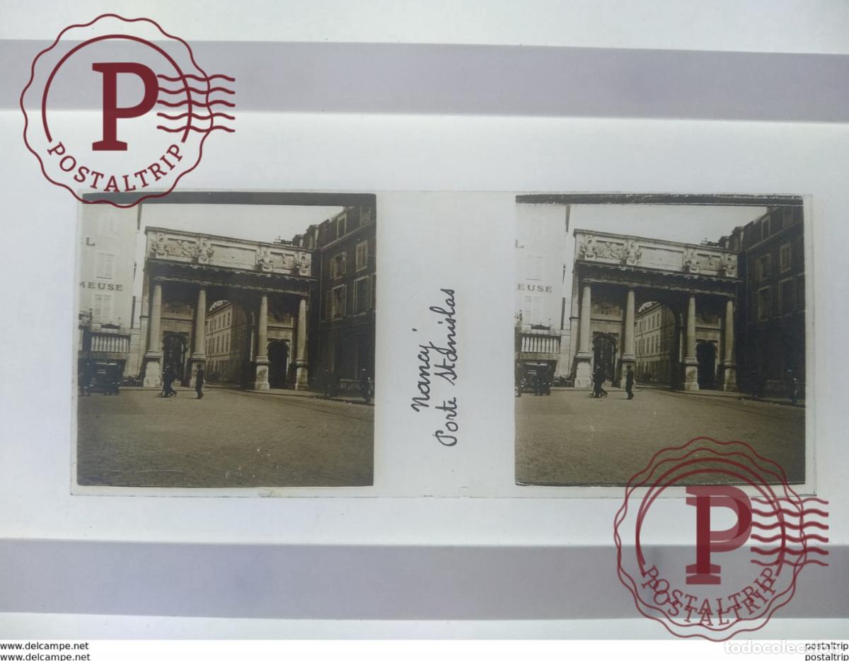 Fotografia antica: Nancy Porte Stanistas St&eacute;r&eacute;o sur verre plaque de Verre Fran&ccedil;e