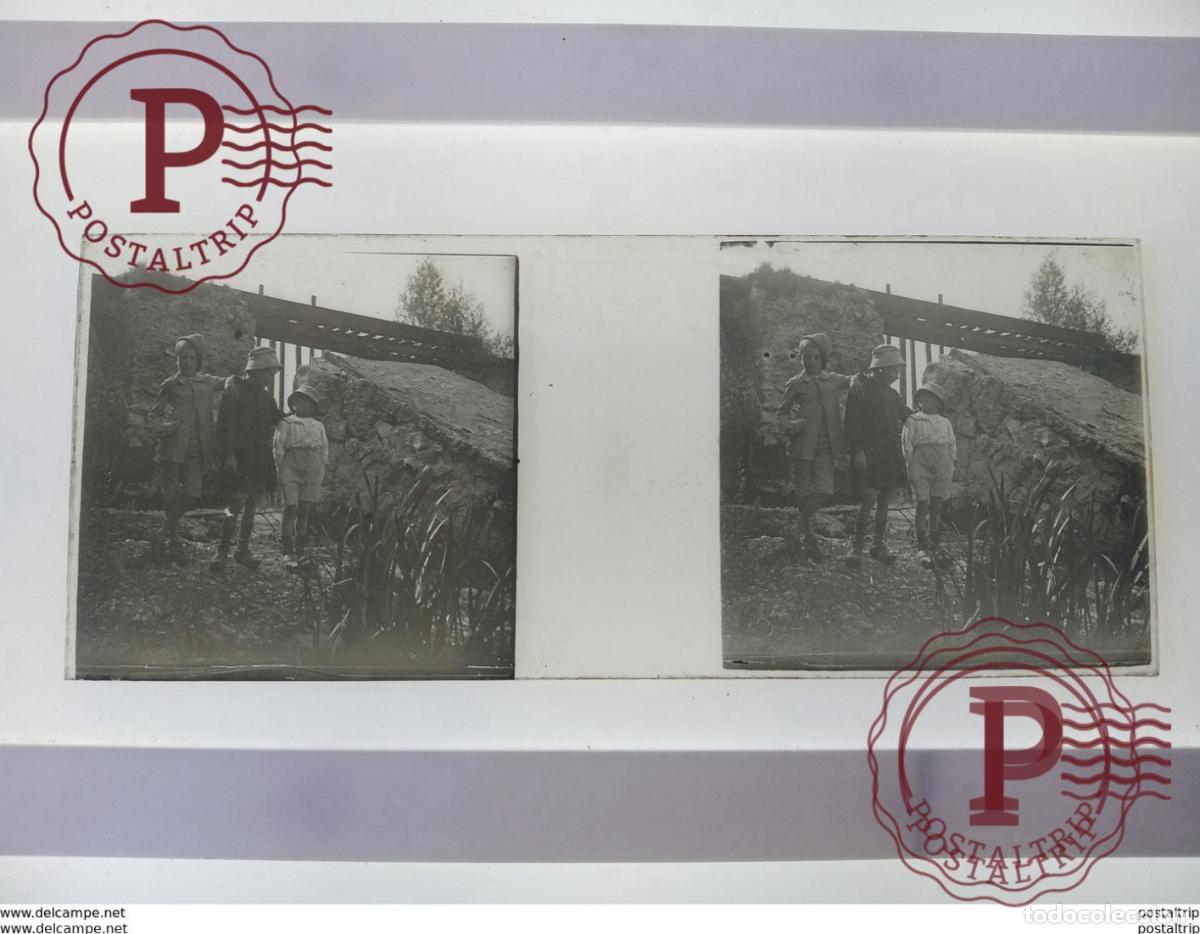 Antique Photography: St&eacute;r&eacute;o sur verre plaque de Verre Fran&ccedil;e Les enfants