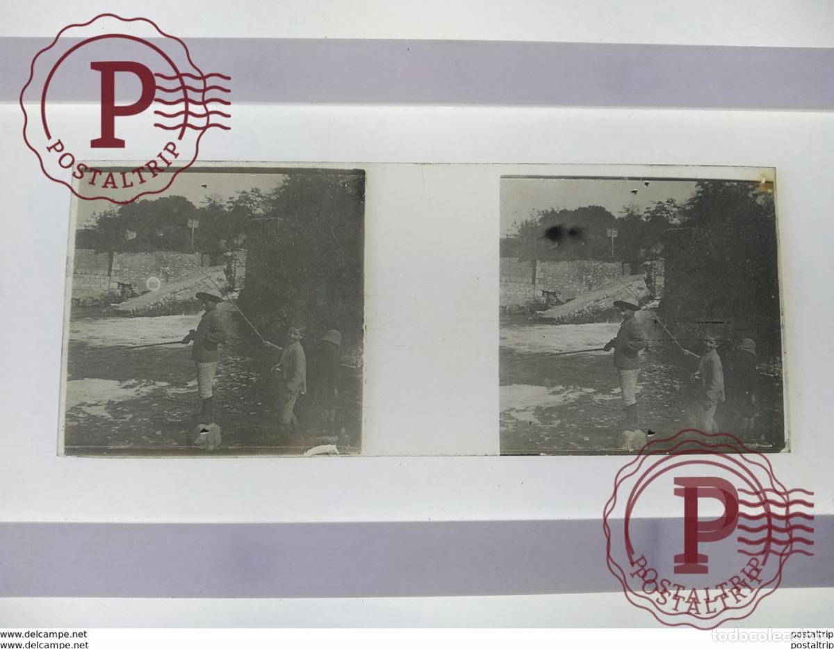 Antique Photography: St&eacute;r&eacute;o sur verre plaque de Verre Fran&ccedil;e Agriculture les enfants
