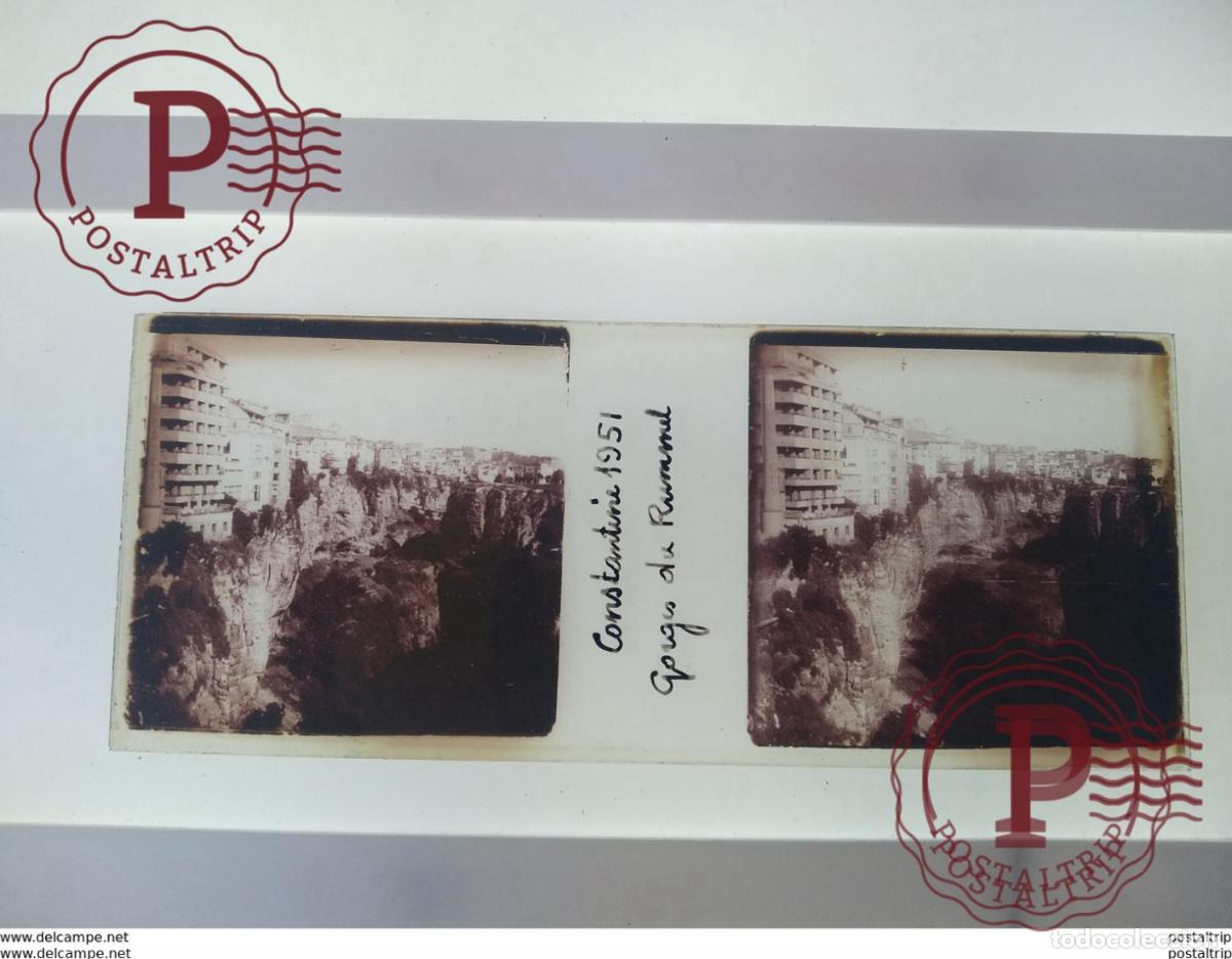 Antique Photography: Constantine 1951 georges du Rummel St&eacute;r&eacute;o sur verre plaque de Alger Alg&eacute;rie