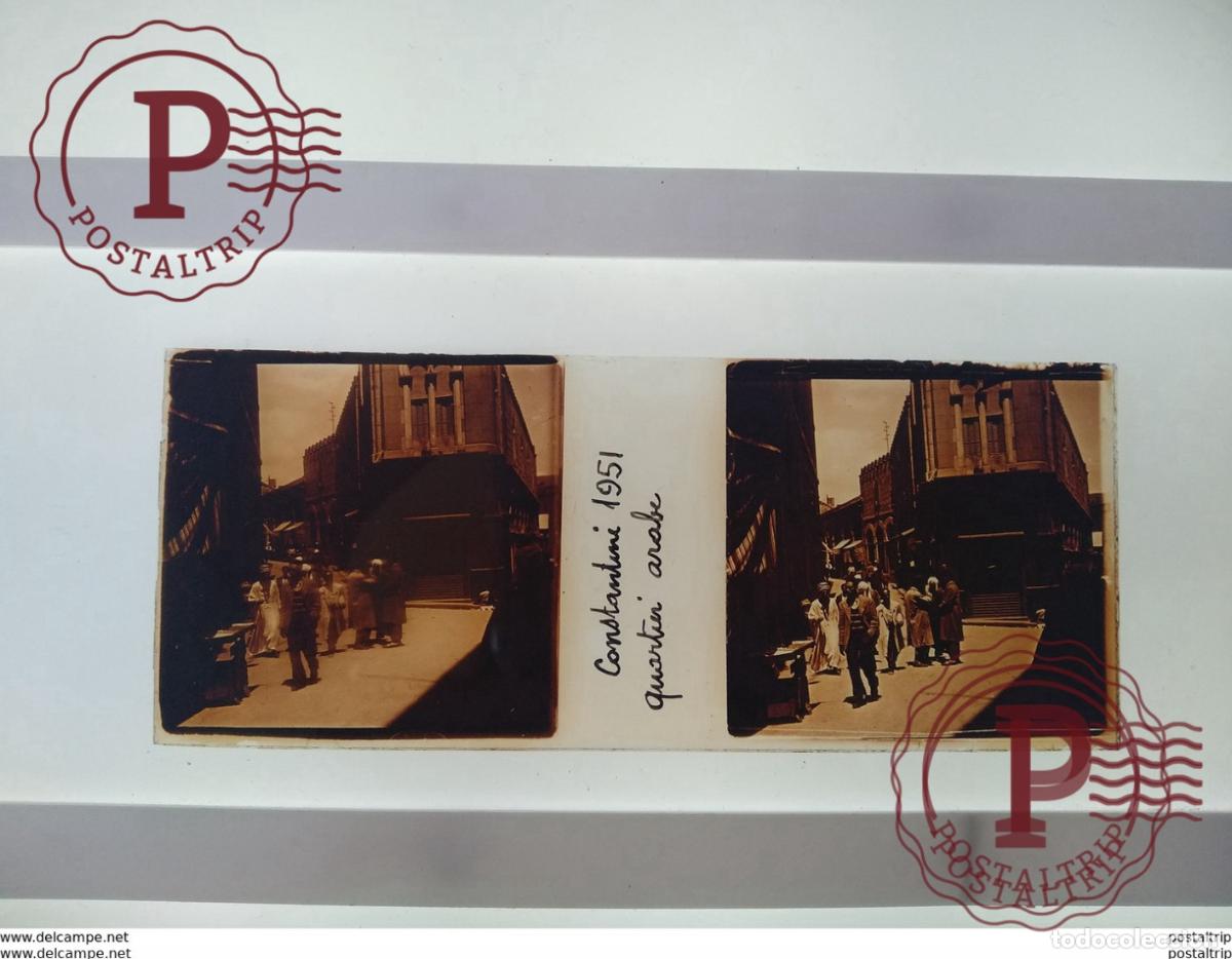 Fotograf&iacute;a antigua: Constantine 1951 quarteri arabe St&eacute;r&eacute;o sur verre plaque de Alger Alg&eacute;rie