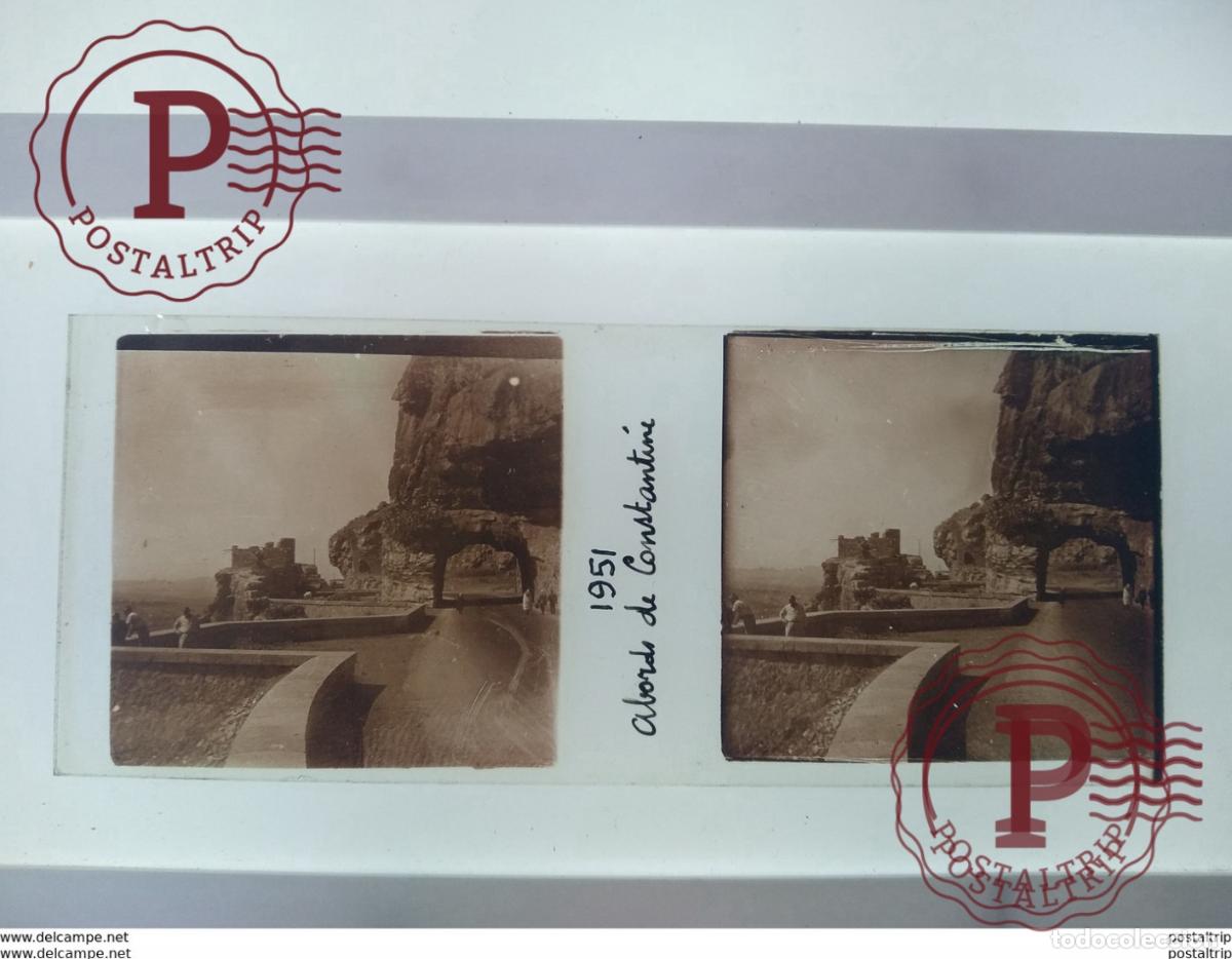 Fotograf&iacute;a antigua: 1951 Arbords Constantine St&eacute;r&eacute;o sur verre plaque de Alger Alg&eacute;rie
