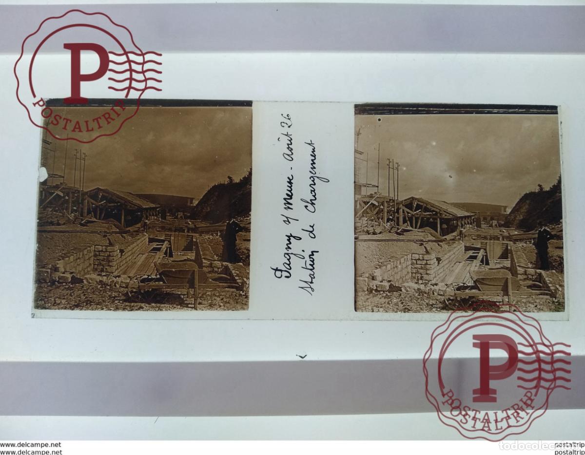 Antique Photography: Gagny st meure abril 1926 station de chargement St&eacute;r&eacute;o sur verre plaque de Verre Fran&ccedil;e