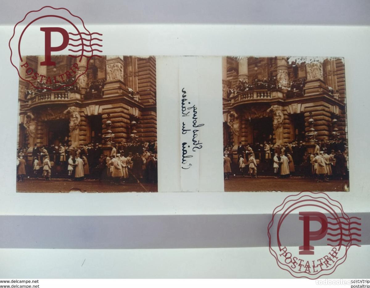 Antique Photography: Strasbourg Palais du Kaiser St&eacute;r&eacute;o sur verre plaque de Verre Fran&ccedil;e Guerre Militaire