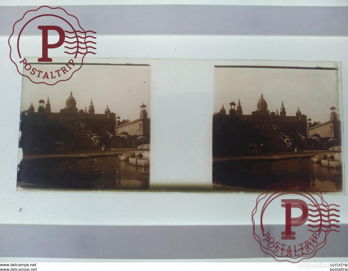 Antique Photography: St&eacute;r&eacute;o sur verre plaque de Verre Espagne Barcelone