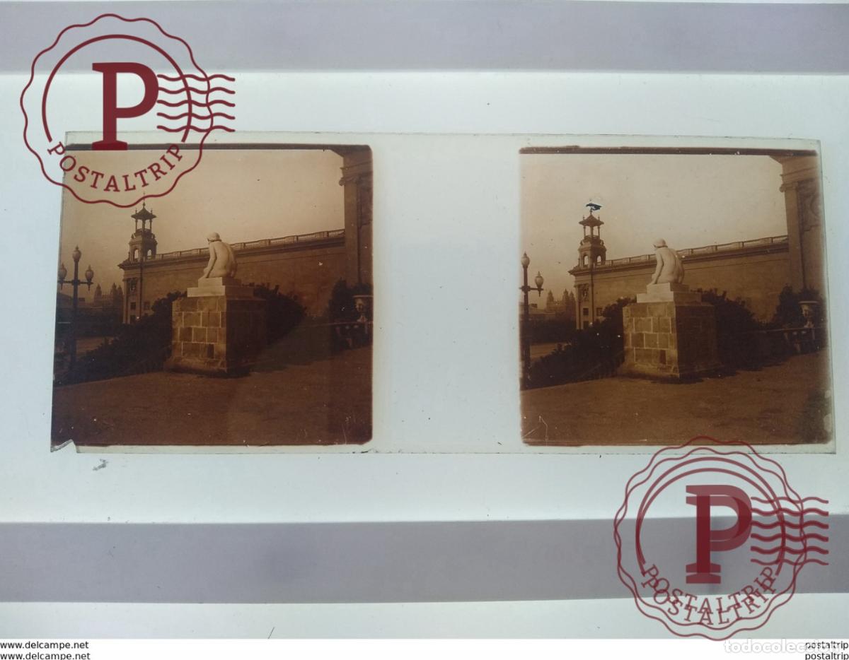 Antique Photography: St&eacute;r&eacute;o sur verre plaque de Verre Espagne Barcelone