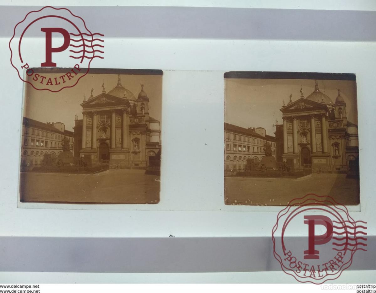 Antique Photography: St&eacute;r&eacute;o sur verre plaque de Verre Espagne Barcelone
