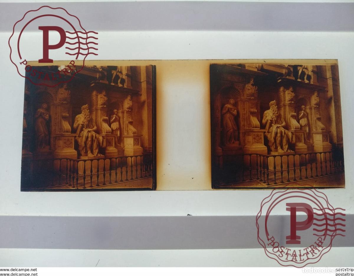 Antique Photography: St&eacute;r&eacute;o sur verre plaque de Verre Espagne Barcelone Monument