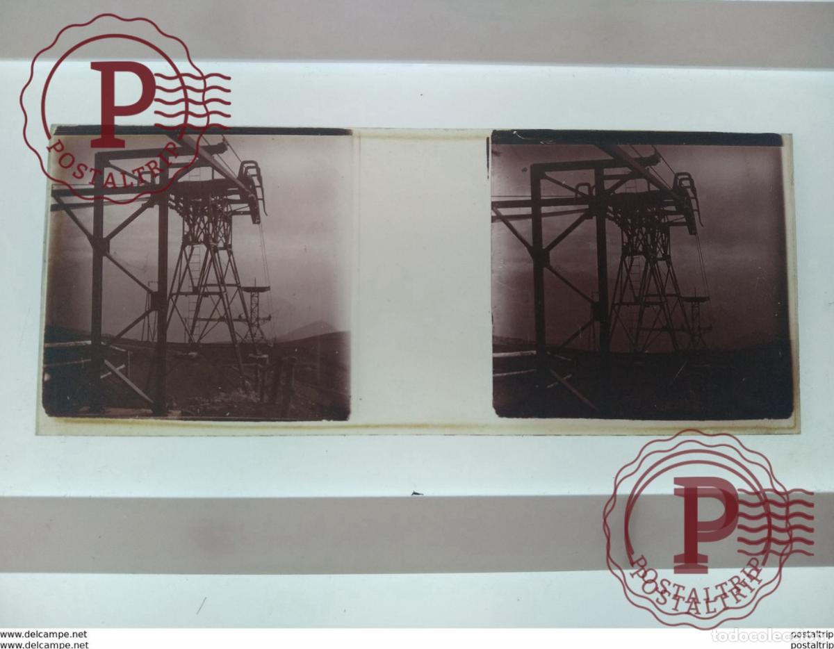 Antique Photography: T&eacute;l&eacute;ph&eacute;rique St&eacute;r&eacute;o sur verre plaque de Verre Fran&ccedil;e transport montagnes