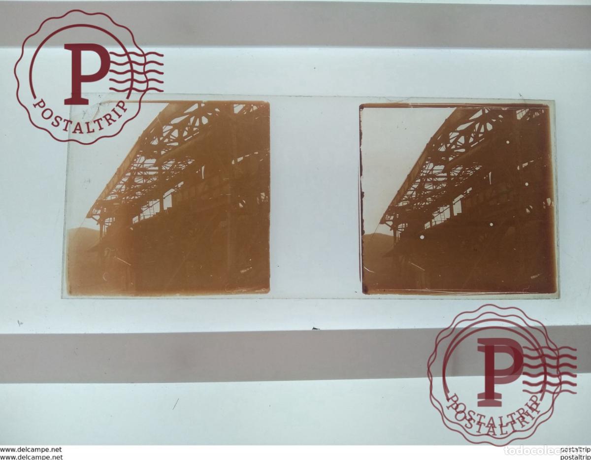 Antique Photography: St&eacute;r&eacute;o sur verre plaque de Verre Fran&ccedil;e transport neige montagnes esqu&iacute; station