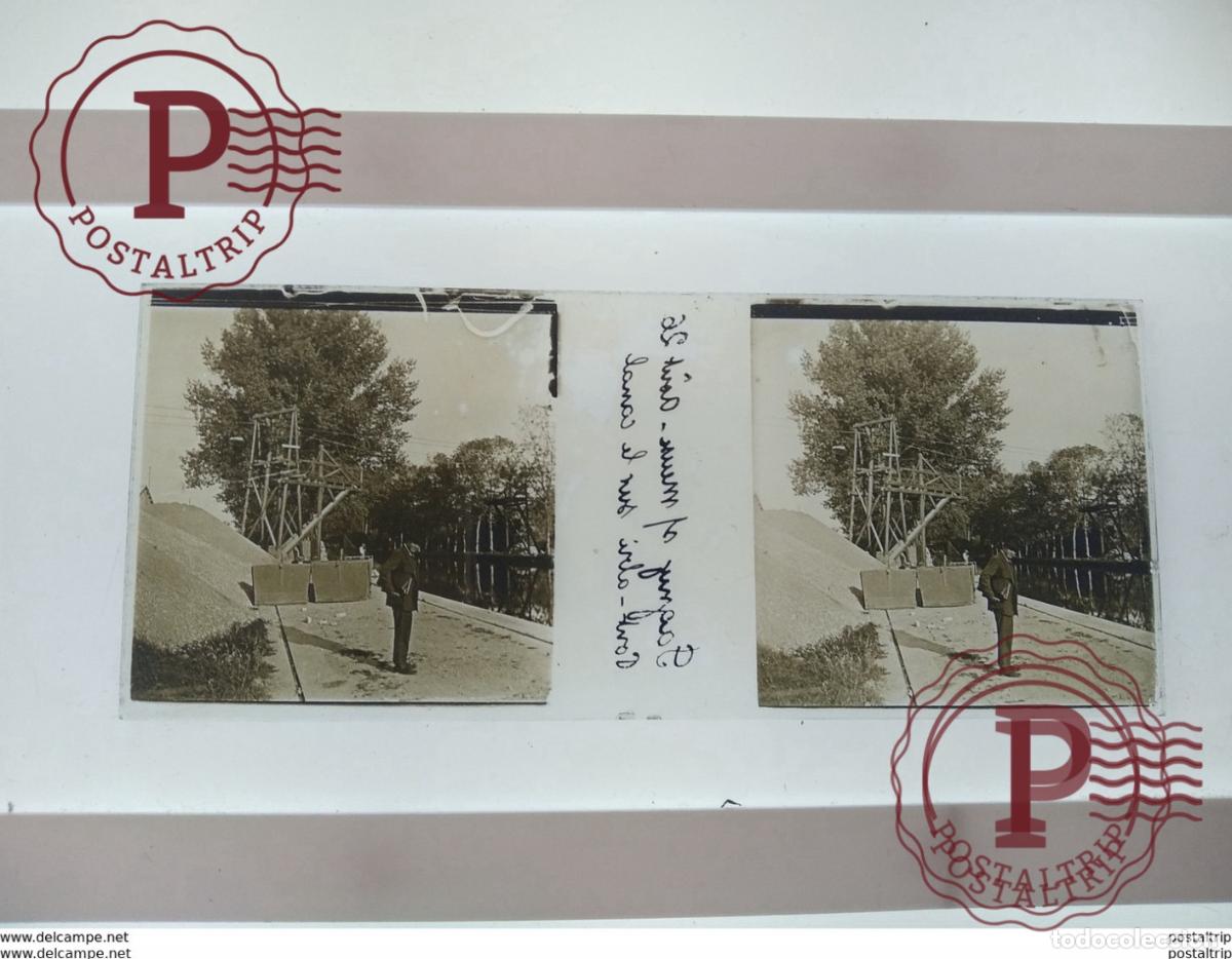 Antique Photography: Gagny st musse, aout 26 Pont abri sur le canal St&eacute;r&eacute;o sur verre plaque de Verre Fran&ccedil;e Ponts