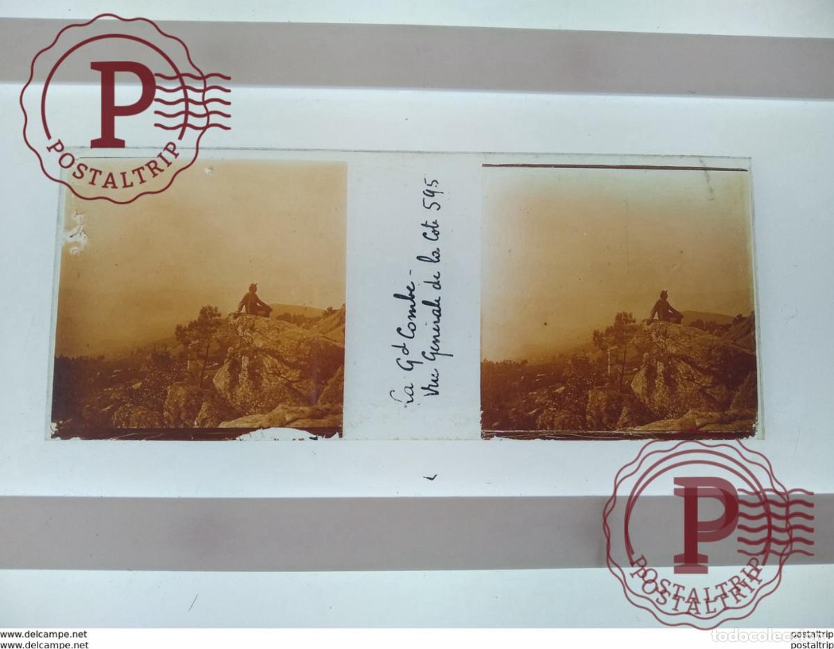 Antique Photography: La G de Combe Vue Generale de la cote 595 St&eacute;r&eacute;o sur verre plaque de Verre Fran&ccedil;e Ponts