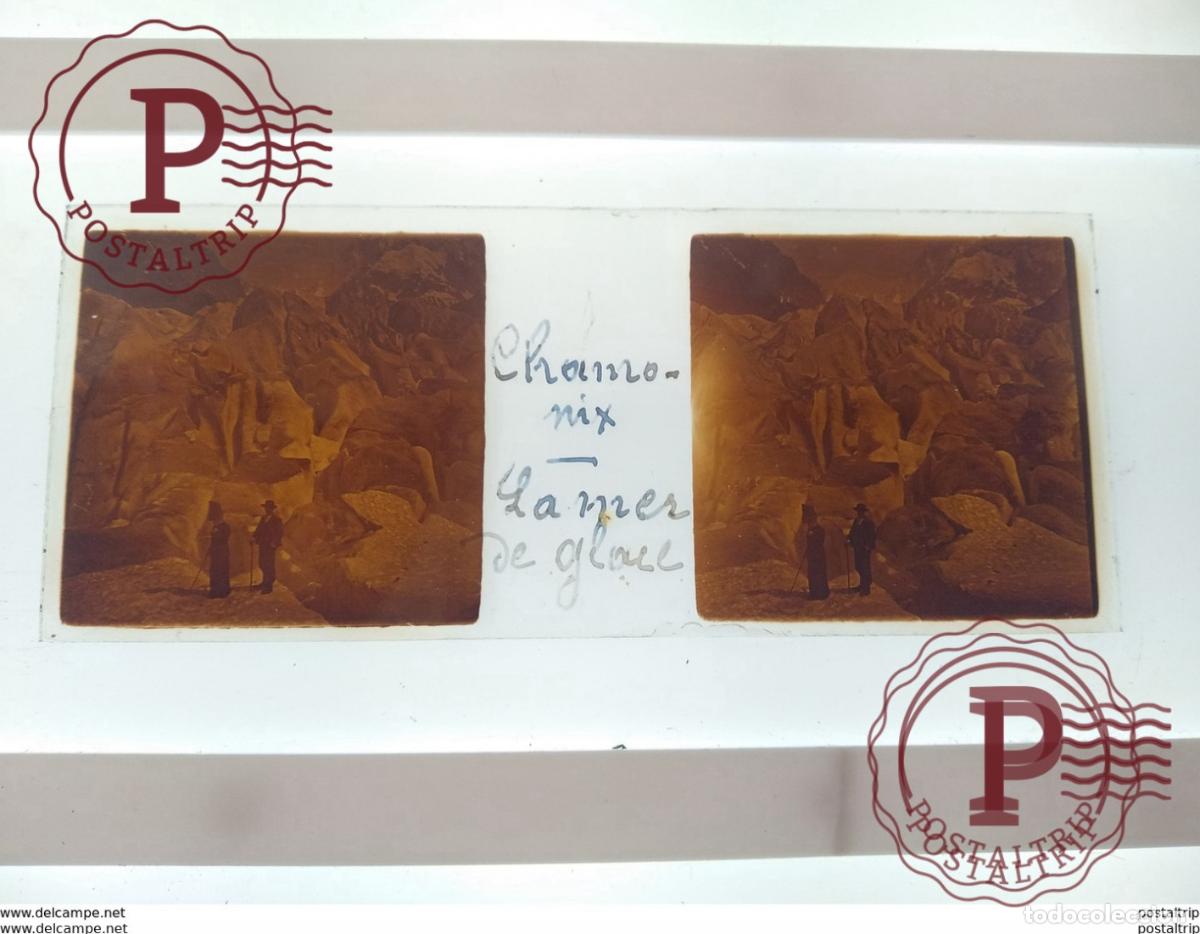 Antique Photography: Chamonix La mer de glall St&eacute;r&eacute;o sur verre plaque de Verre Fran&ccedil;e Ponts