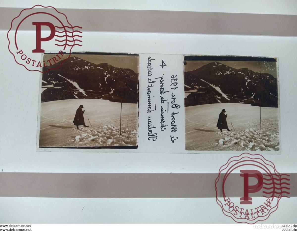Antique Photography: Vall&eacute;e St&eacute;r&eacute;o sur verre plaque de Verre Fran&ccedil;e Neige montagnes