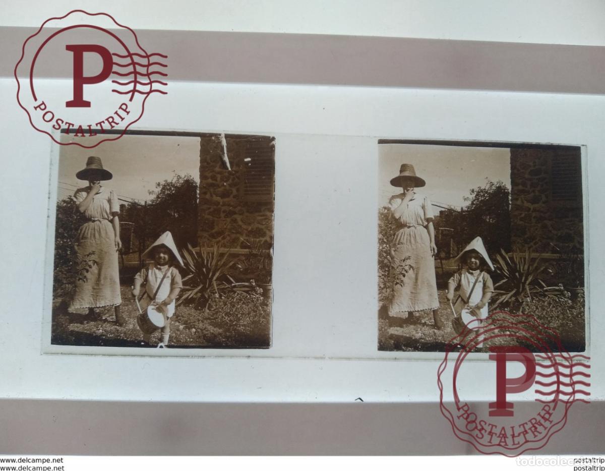 Antique Photography: St&eacute;r&eacute;o sur verre plaque de Verre Fran&ccedil;e Femmes enfants