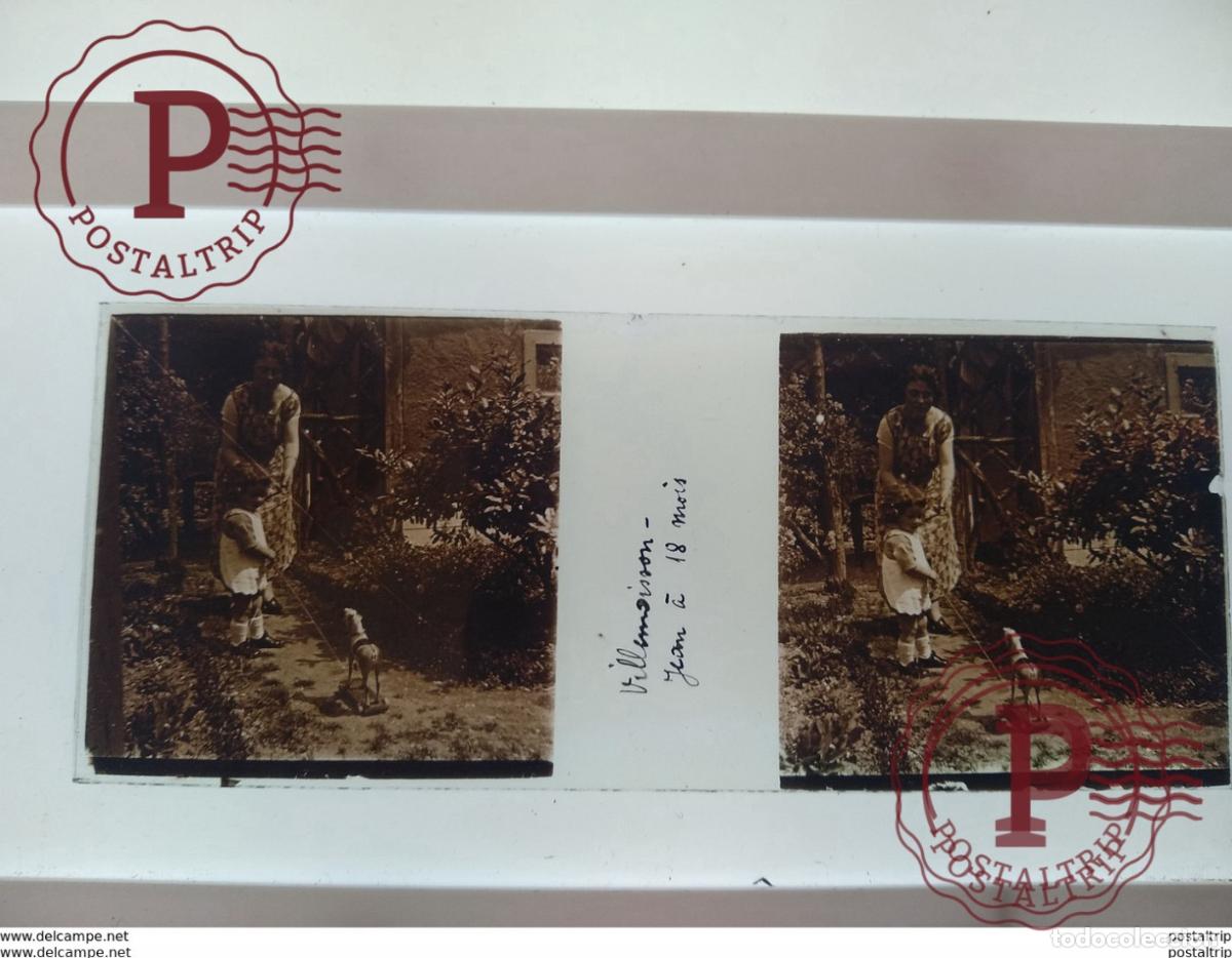 Antique Photography: Villemoison Juin a 18 mois St&eacute;r&eacute;o sur verre plaque de Verre Fran&ccedil;e Femmes enfants
