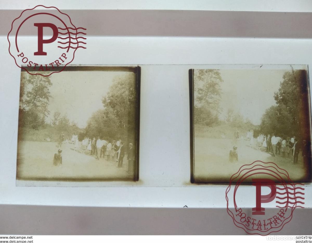 Antique Photography: St&eacute;r&eacute;o sur verre plaque de Verre Fran&ccedil;e personnes