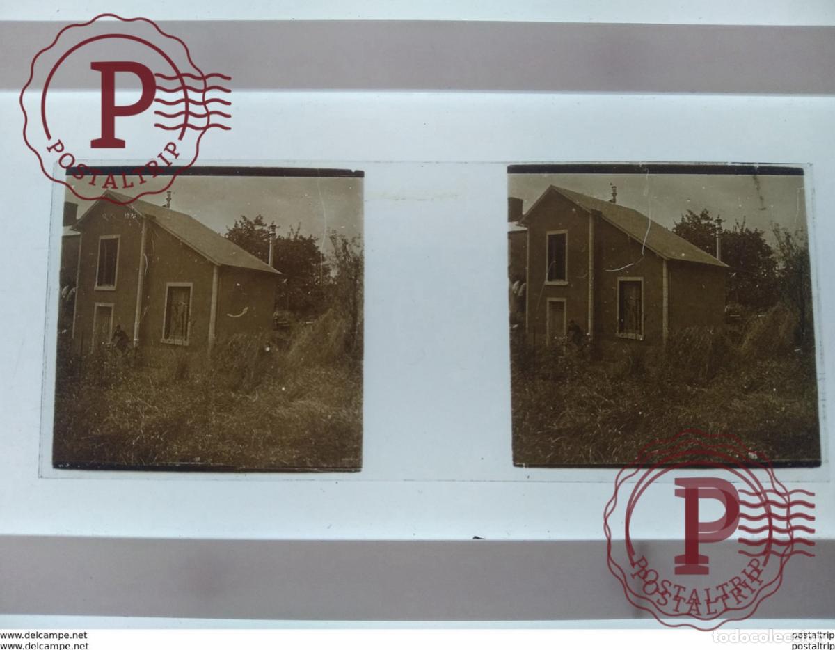 Antique Photography: St&eacute;r&eacute;o sur verre plaque de Verre Fran&ccedil;e Maison Jard&iacute;n V&eacute;los
