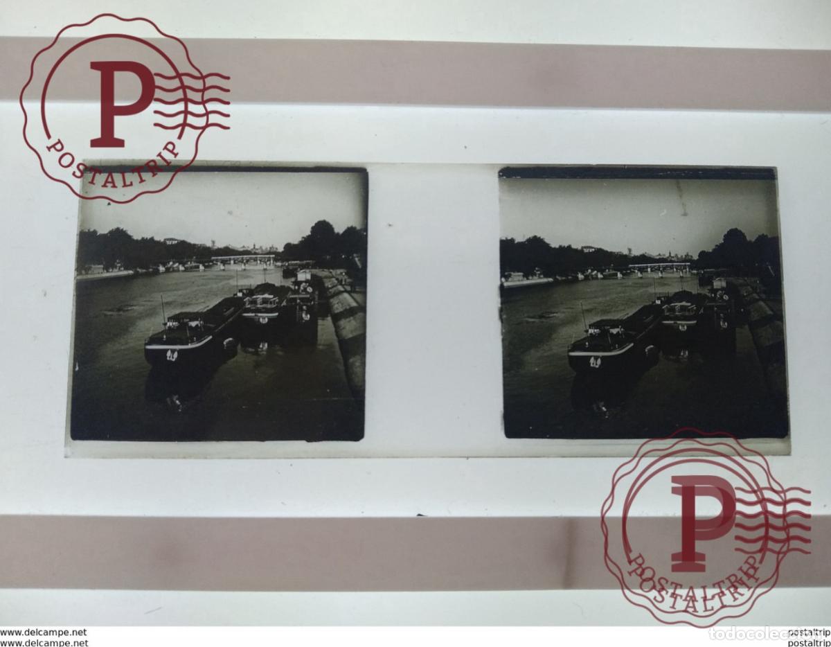 Antique Photography: St&eacute;r&eacute;o sur verre plaque de Verre Fran&ccedil;e Bateaux