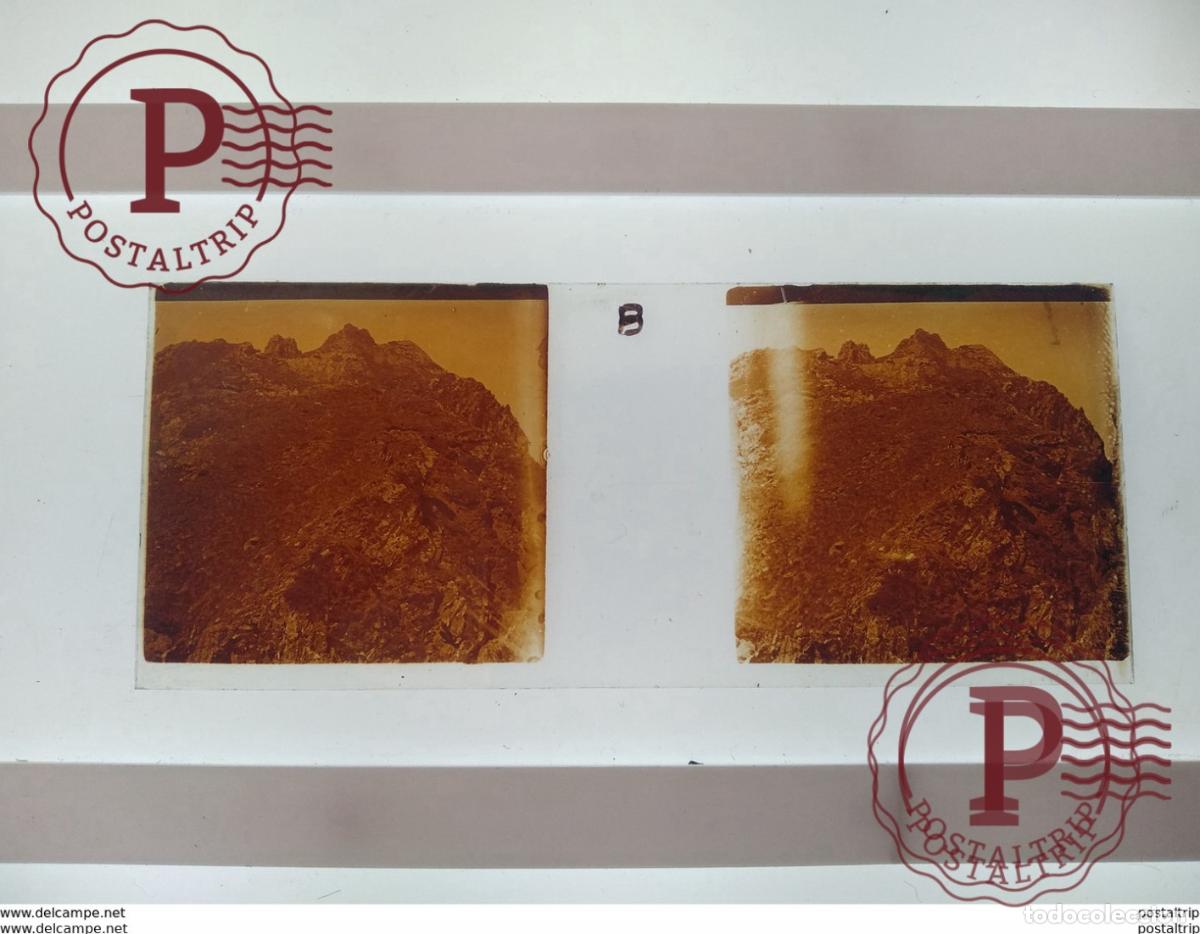 Fotograf&iacute;a antigua: St&eacute;r&eacute;o sur verre plaque de Verre Fran&ccedil;e Montagnes