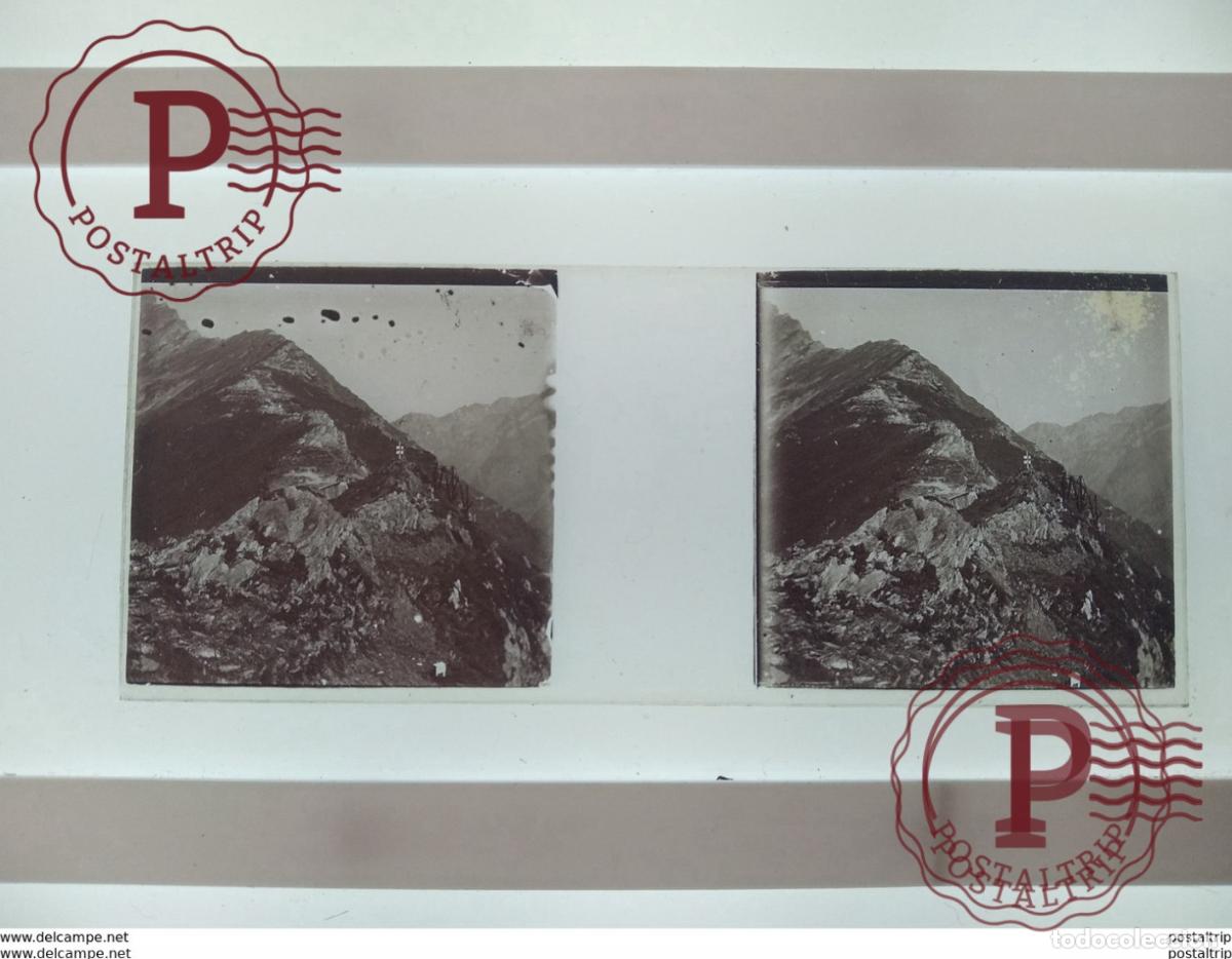 Fotograf&iacute;a antigua: St&eacute;r&eacute;o sur verre plaque de Verre Fran&ccedil;e Montagnes