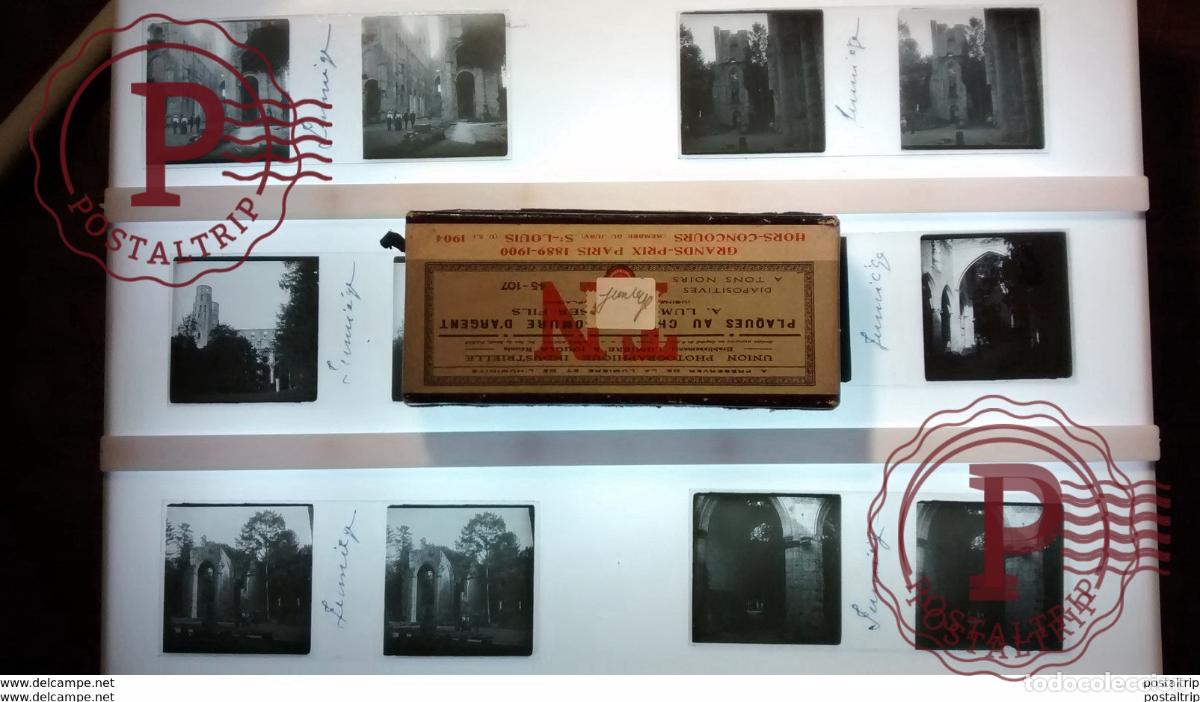 Fotograf&iacute;a antigua: LOT 7 Plaques de verre st&eacute;r&eacute;oscopique Env. de Rouen labbaye de Jumi&egrave;ge FRANCE Fonds Victor FORBI