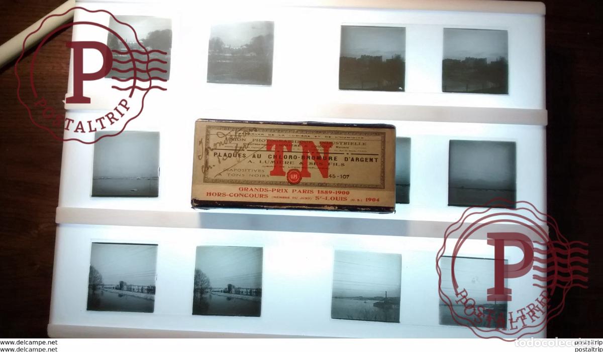 Fotograf&iacute;a antigua: LOT 14 Plaques de verre st&eacute;r&eacute;oscopique inondation chemin de fer FRANCE Fonds Victor FORBIN 1864-19
