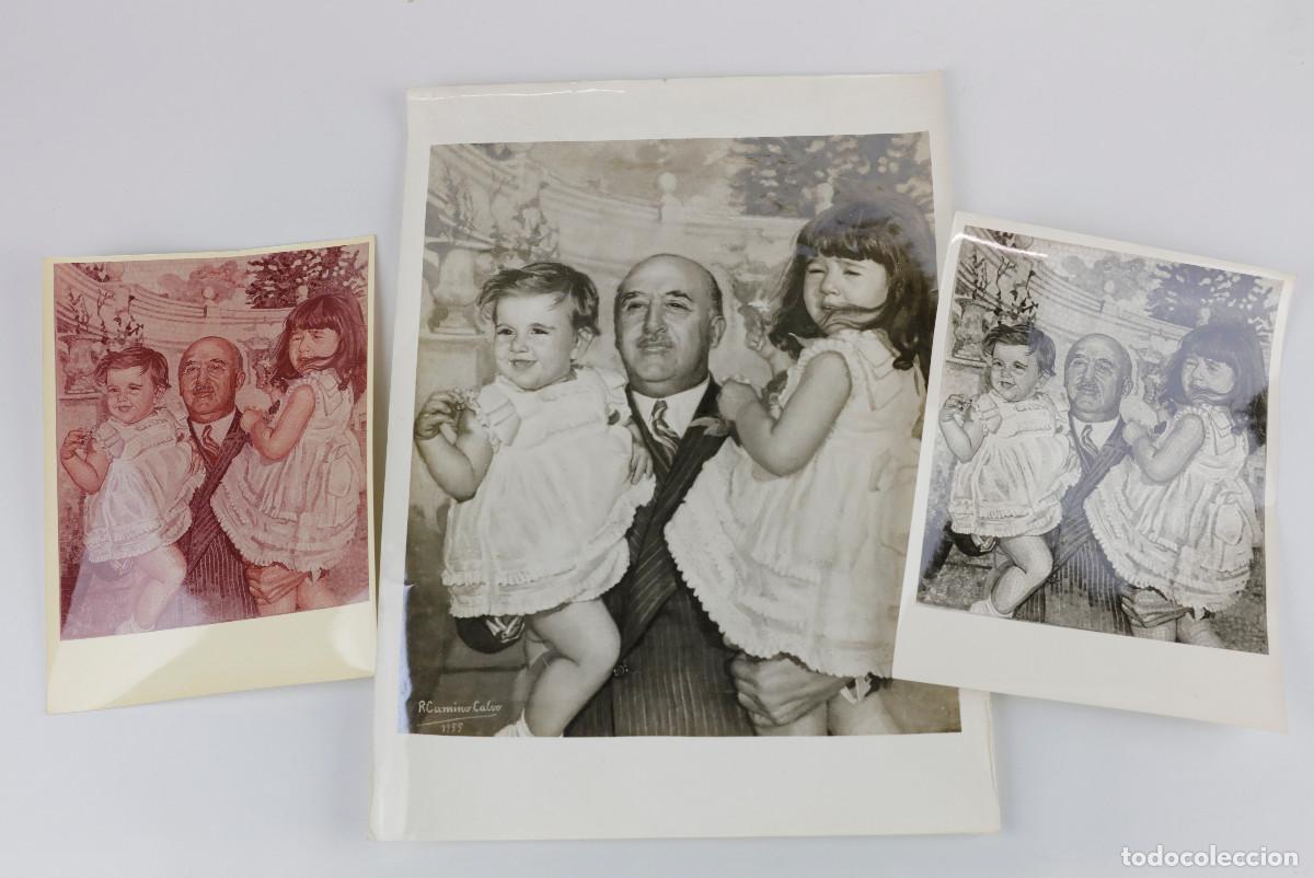 Fotograf&iacute;a antigua: FRANCISCO FRANCO EN MOSAICO, 3 FOTOGRAF&Iacute;AS 18X24 Y 30X40CM.
