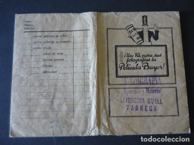 Fotograf&iacute;a antigua: TARREGA LERIDA FUNDA PARA NEGATIVOS PELICULAS BAYER FOTOGRAFIA APARATOS Y MATERIAL LLIBRERIA G&Uuml;ELL
