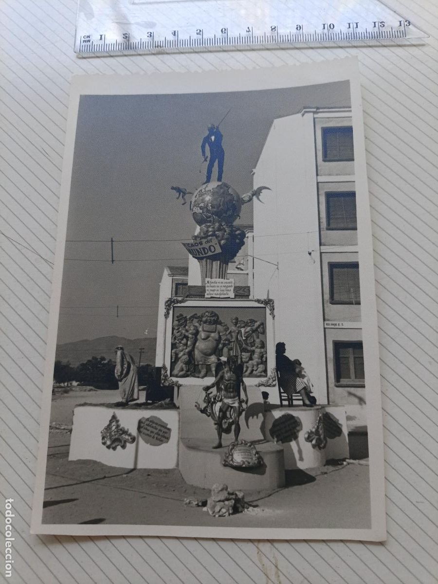 Fotograf&iacute;a antigua: Elda, Alicante. Falla. Fotos Montesinos. Gran formato 1962. Dedicatoria al dorso