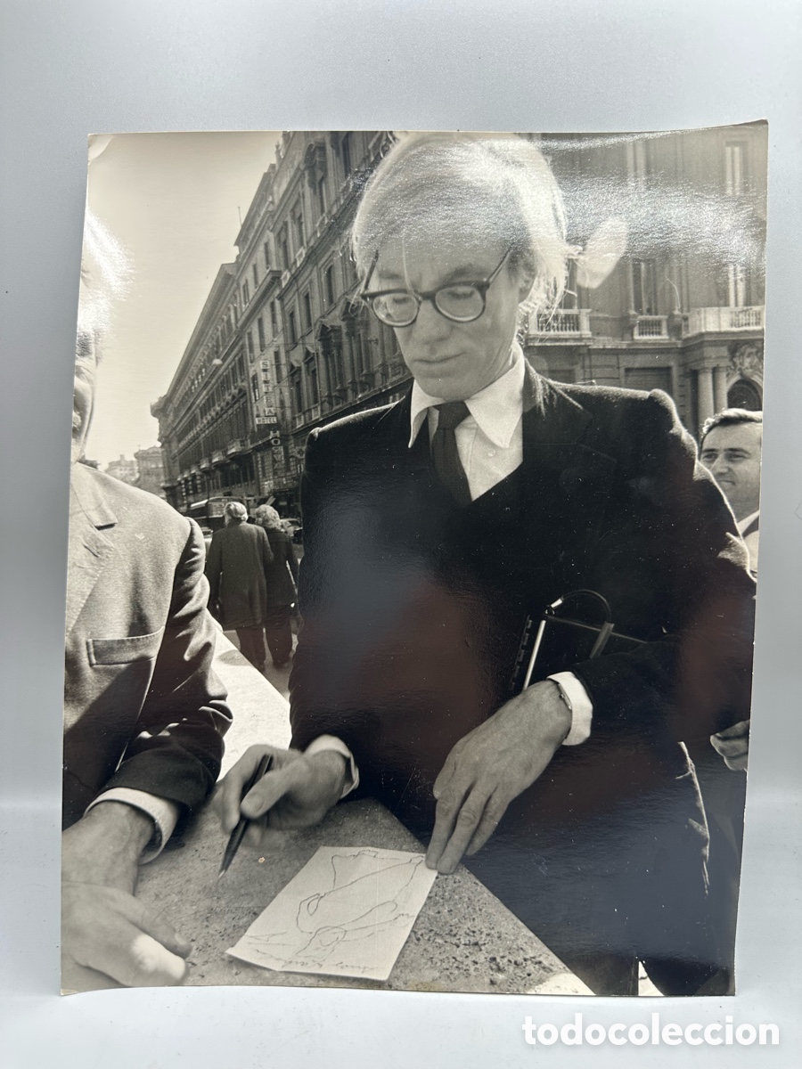 Fotograf&iacute;a antigua: Fotograf&iacute;a de &eacute;poca original Andy Warhol Roma Mimmo Frassineti 23,5 x 30,5 cm