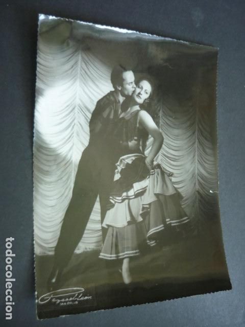 Fotograf&iacute;a antigua: CARMEN AZOFRA Y FERNANDO ZANOLI PAREJA BAILE FLAMENCO FOTOGRAFIA PEREZ DE LEON FOTOGRAFO 18 X 24 CM