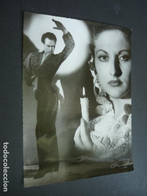 Fotograf&iacute;a antigua: CARMEN AZOFRA Y FERNANDO ZANOLI PAREJA BAILE FLAMENCO FOTOGRAFIA PEREZ DE LEON FOTOGRAFO 18 X 24 CM
