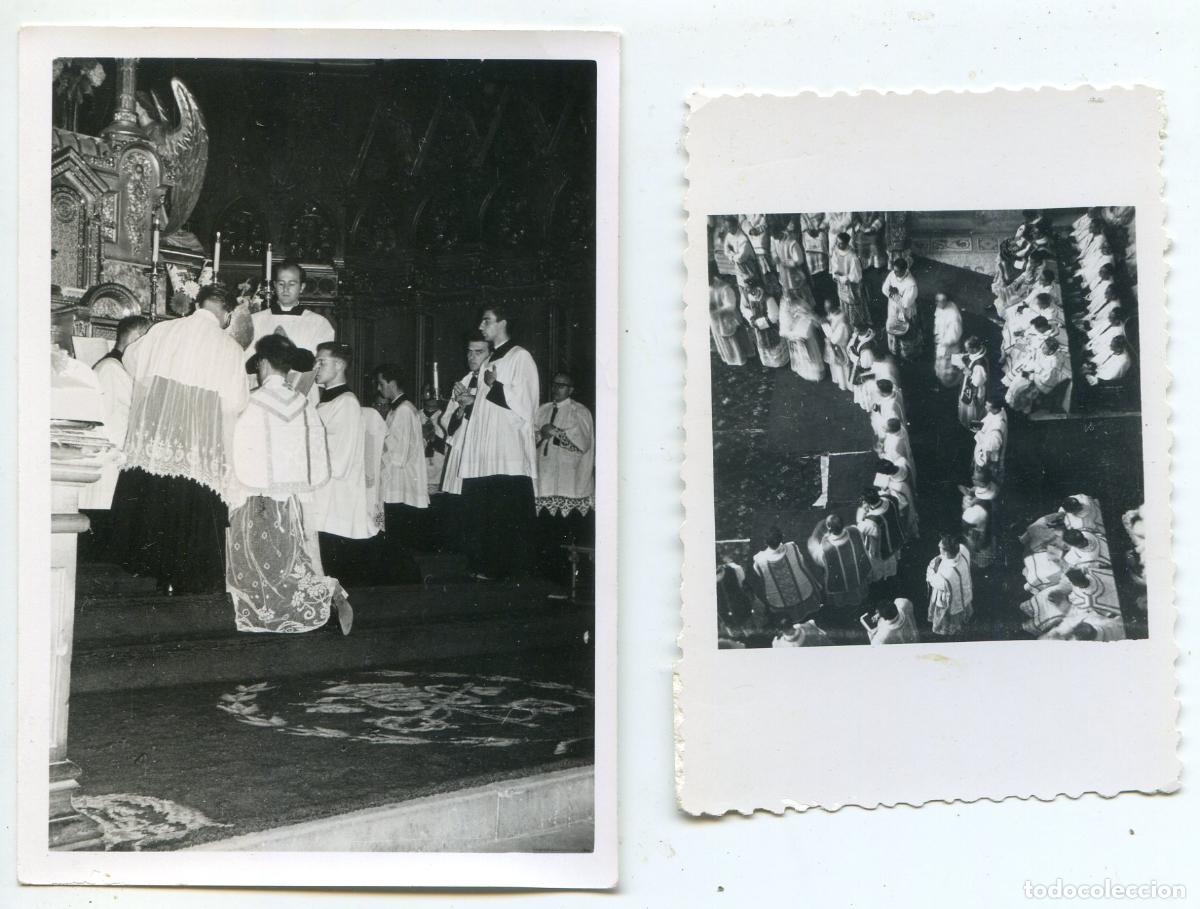 Fotograf&iacute;a antigua: Dos fotograf&iacute;as de ordenaci&oacute;n de sacerdotes en la Universidad Pontificia de Comillas, Cantabria