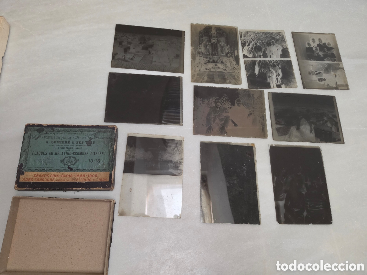 Fotograf&iacute;a antigua: ANTIGUA CAJA DE NEGATIVOS DE CRISTAL. LUMIERE. GELAT8N9 BROMURO. 10 NEGATIVOS.