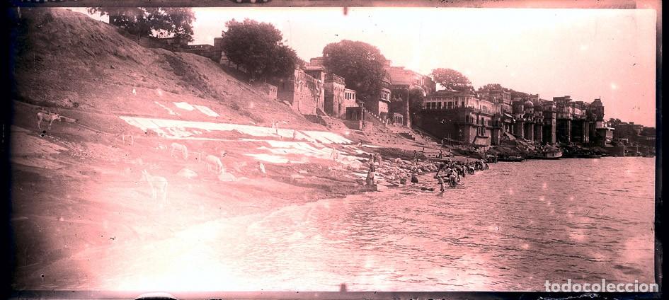 Alte Fotografie: INDIA GANGE LOTE 22 NEGATIVOS DE CRISTAL FORMATO 6 X 13 CM.