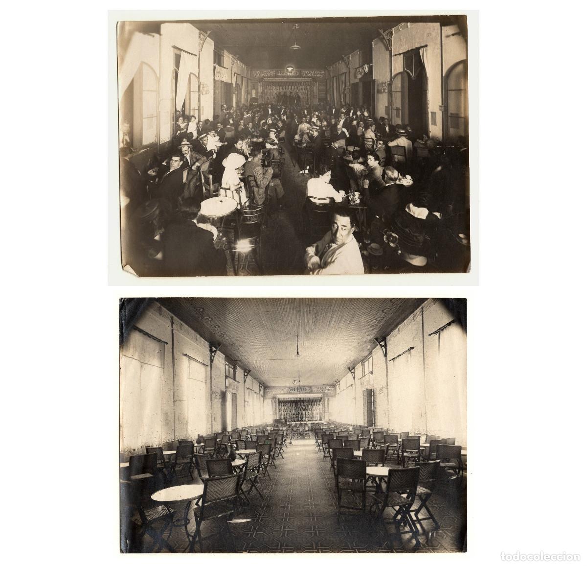 Fotograf&iacute;a antigua: C&Aacute;DIZ, 2 FOTOGRAF&Iacute;AS DE UN BAR RESTAURANTE 1915'S.