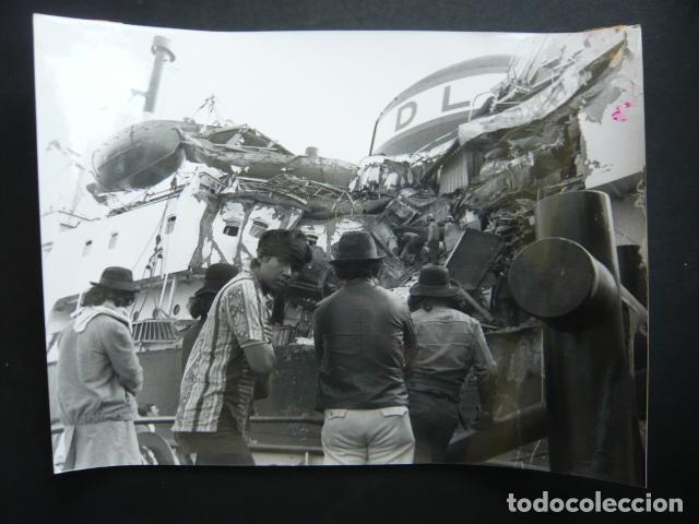 Fotografia antica: MALAGA CHOQUE ENTRE CARGUEROS ANTIGUA FOTOGRAFIA ORIGINAL 18 X 20 CM