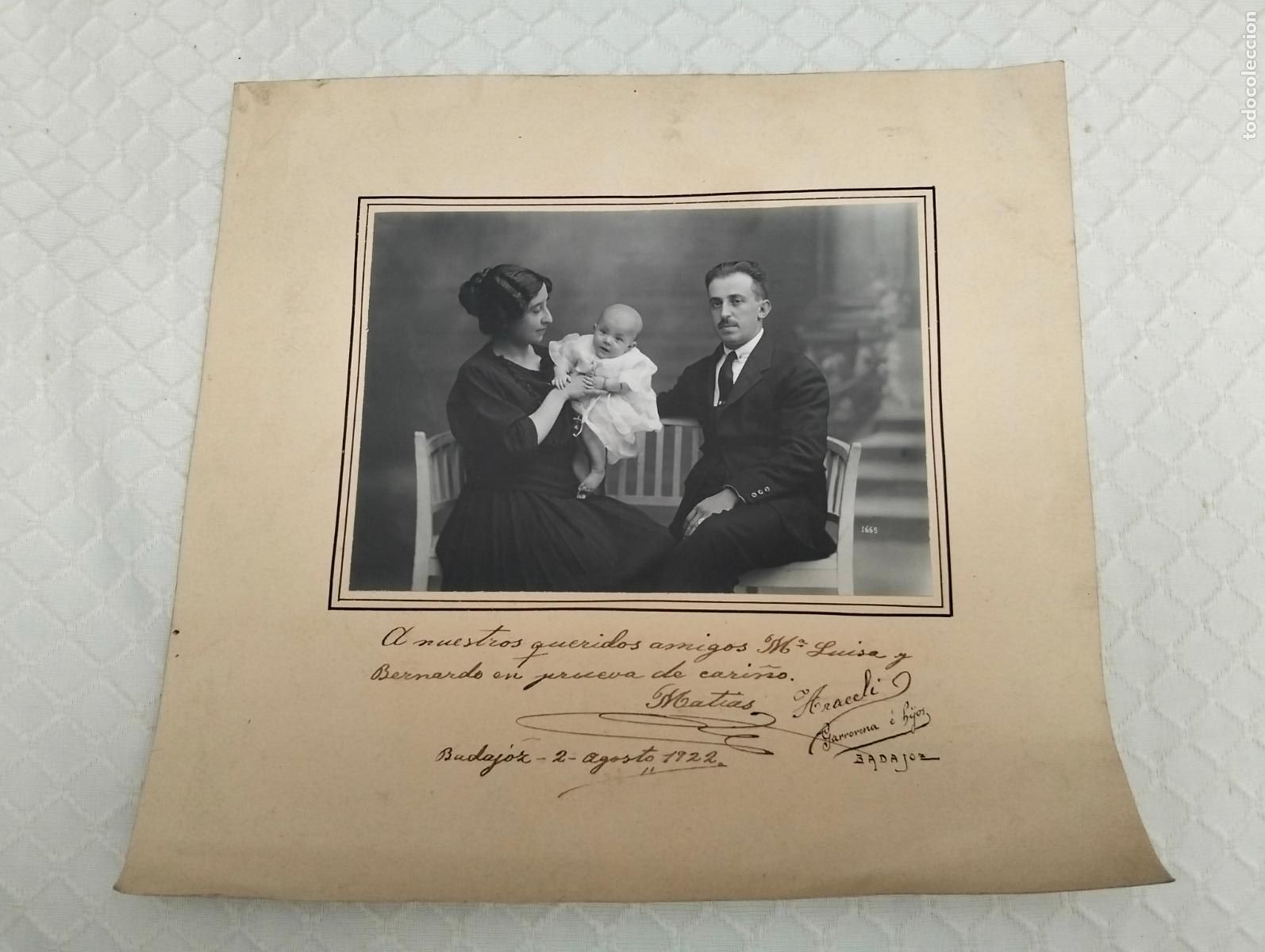 Fotograf&iacute;a antigua: BADAJOZ RETRATO FAMILIA GARRORENA FOTOGRAFO DEDICADA A BERNARDO LOPEZ ALEGR&Iacute;A GARRORENA FOT&Oacute;GRAFO