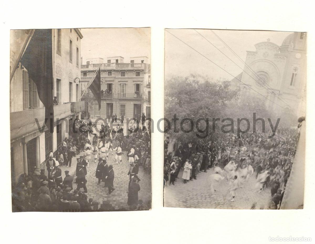 Photographie ancienne: Sant Andreu de Palomar, balls de bastons, 1915's aprox. 2 fotograf&iacute;as.
