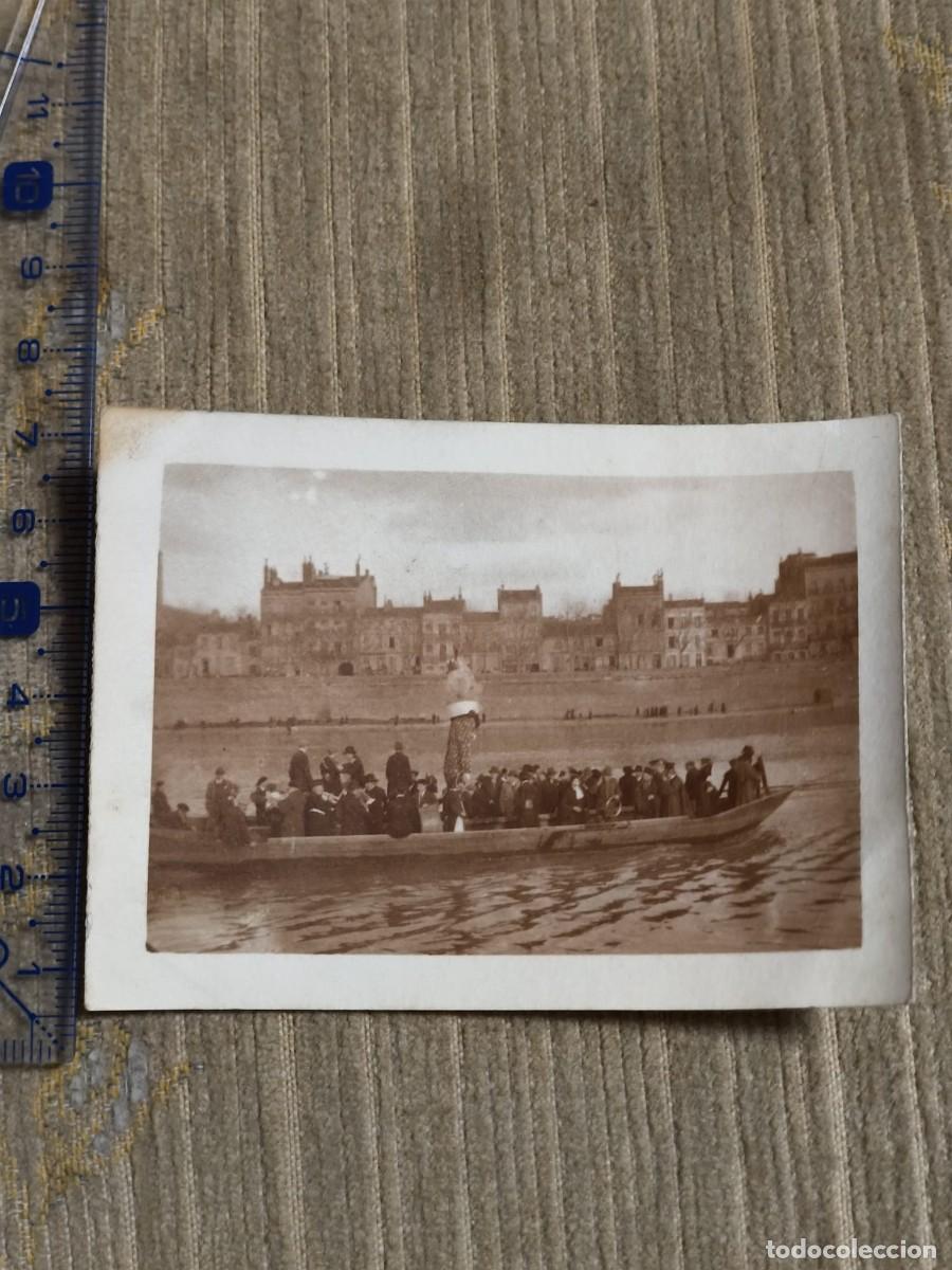 Photographie ancienne: Foto Toulouse, a&ntilde;os 20. Gelatinobromuro. Barcaza en r&iacute;o Garona/Garonne. 8x6cm. France.