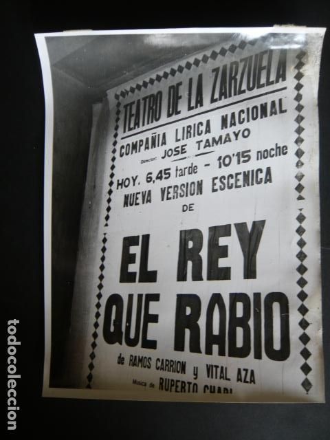 Antique Photography: CARTEL TEATRO DE LA ZARZUELA MADRID ANTIGUA FOTOGRAFIA 18 X 24 CM