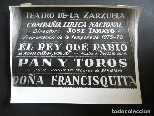 Antique Photography: CARTEL TEATRO DE LA ZARZUELA MADRID ANTIGUA FOTOGRAFIA 18 X 24 CM