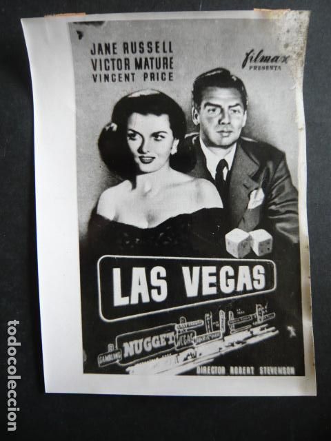 Alte Fotografie: CARTEL ANUNCIADOR PELICULA LAS VEGAS ANTIGUA FOTOGRAFIA 18 X 13 CM