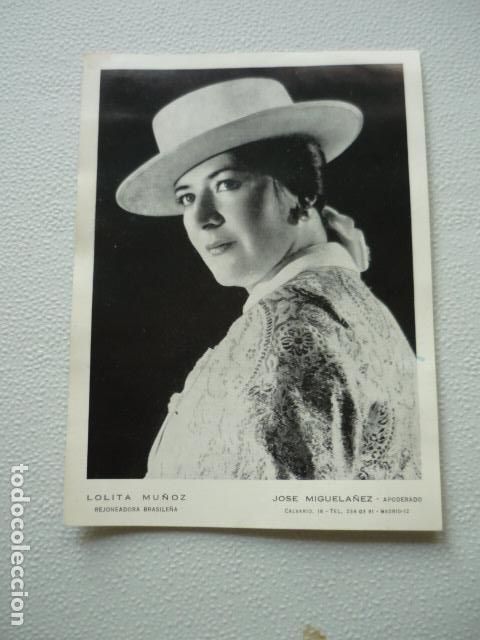 Fotografia antica: LOLITA MU&Ntilde;OZ TORERA REJONEADORA ANTIGUA FOTOGRAFIA ORIGINAL 17 X 13 CM