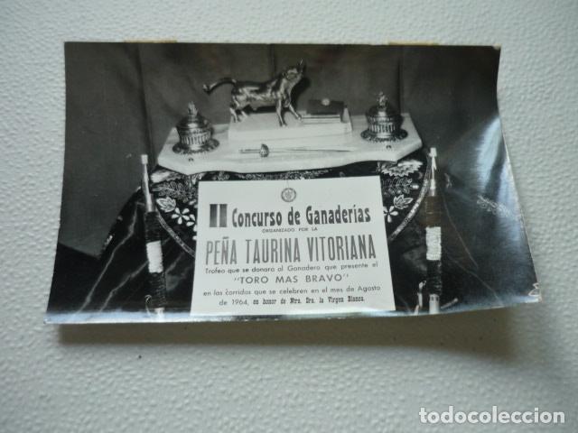 Fotografia antica: VITORIA TROFEO PE&Ntilde;A TAURINA VITORIANA ANTIGUA FOTOGRAFIA ORIGINAL 14 X 8,5 CM