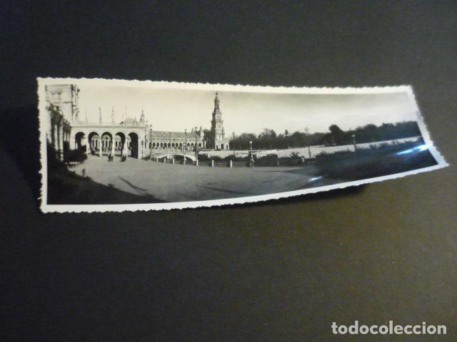 Photographie ancienne: SEVILLA PLAZA DE ESPA&Ntilde;A FOTOGRAFIA PANORAMICA A&Ntilde;OS 20 6 X 18 CM